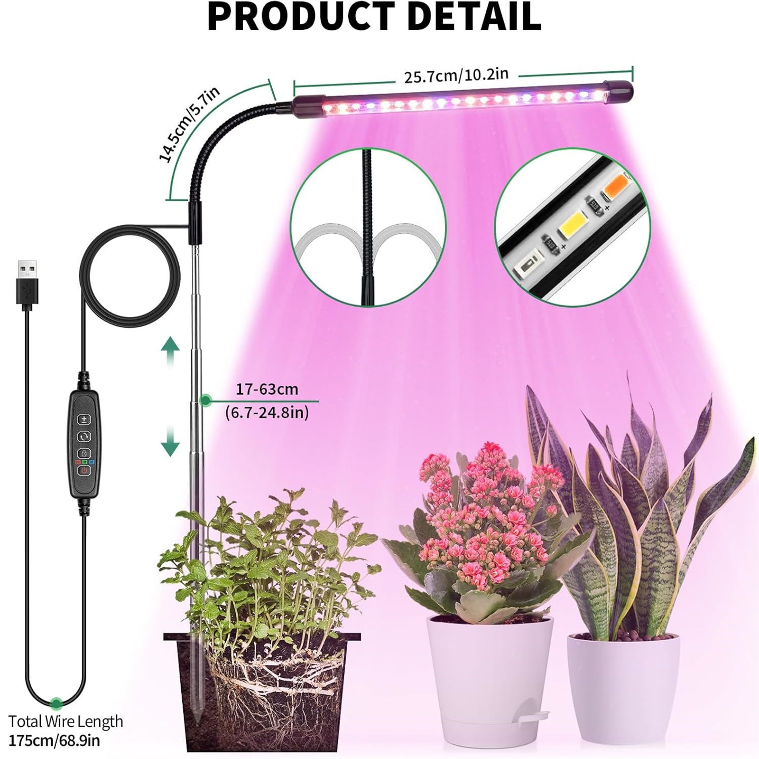 Plant Grow Light Full Spectrum - 3 farben USB Wachsen Lampe Pflanze