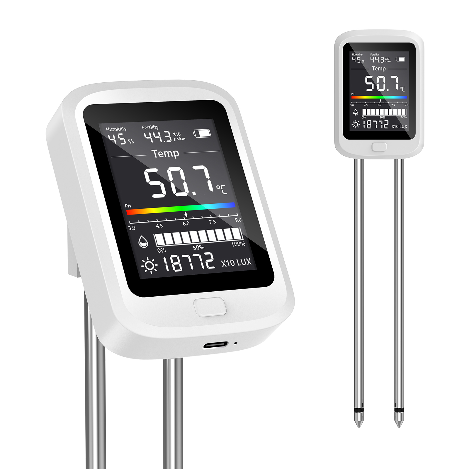 Plant Monitor - 6-in-1 Bodenfeuchtemeßgerät, Hygrometer für Pflanzen mit